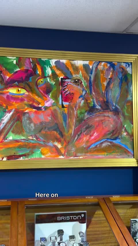 A painting on display at the Astra Jewelers studio