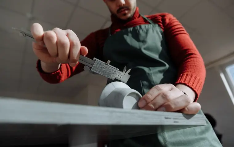 A jeweler measuring a piece with a caliper